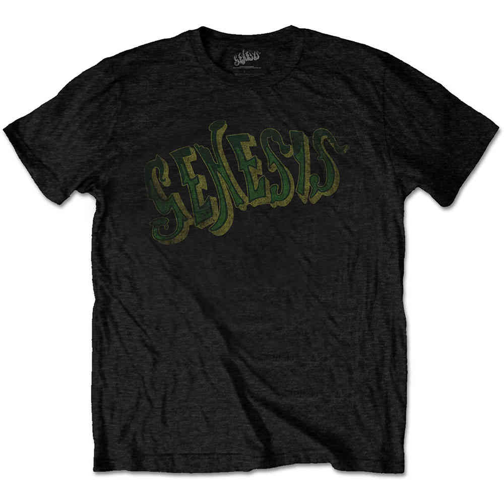Genesis - Vintage Logo Green Heren Tshirt - Zwart